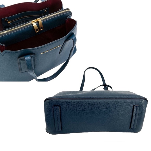 SOLD!!Mark Jacobs The Editor Logo Leather Tote Bag in Blue Sea - Picture 4 of 10